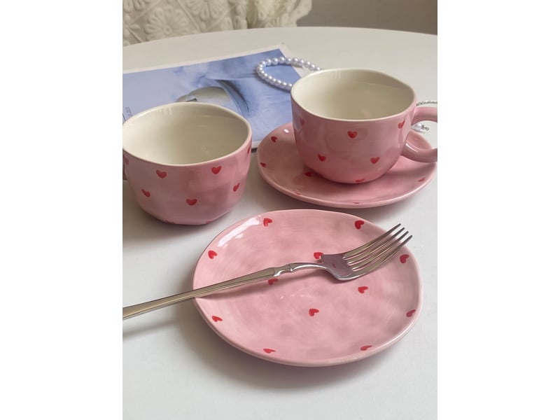  Mug en céramique, motif cœur, rouge, à l’unité  - Conforama C