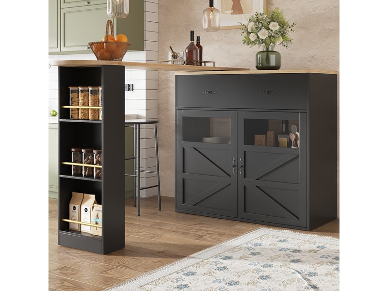  Bar noir - 204cm table de bar noir - Conforama D
