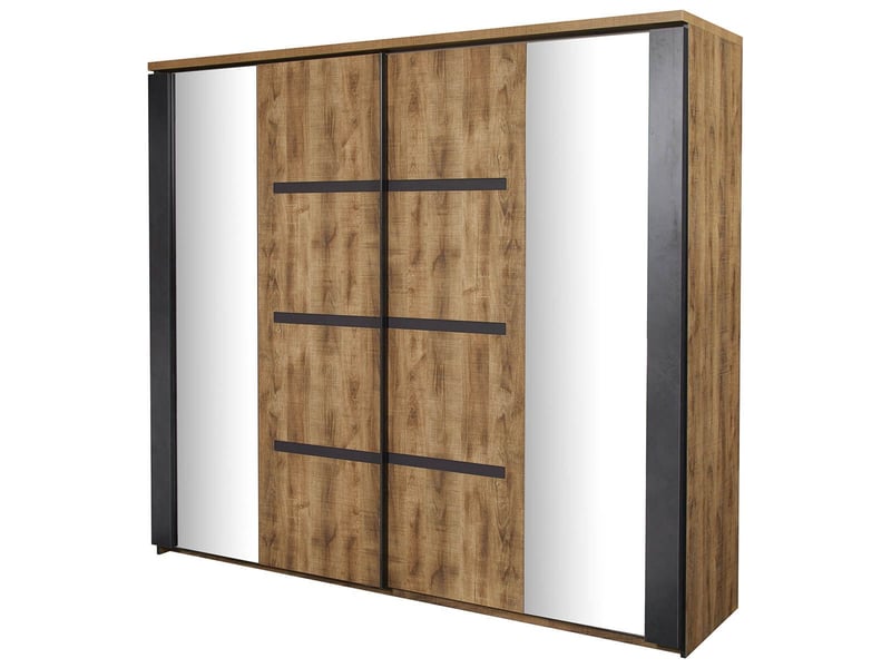  Armoire portes coulissantes 245cm aspect chêne artisan et graphite - andes ANDES - Conforama A
