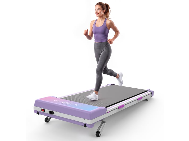 Tapis de course de bureau 118,5x51x13 cm – violet – inclinaison automatique 15 %, bluetooth, moteur 3,5 hp - Conforama A