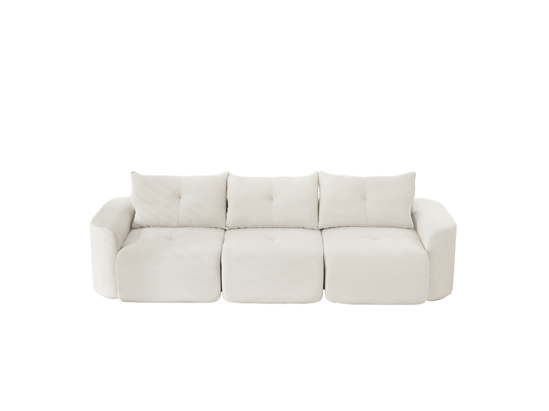  Canapé modulable compression 3 places,velours côtelé,279x100x84cm,configuration 2+1 avec assise amovible,sans montage,beige  - Conforama A