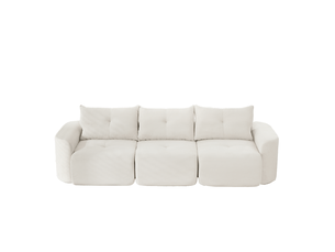 Canapé modulable compression 3 places,velours côtelé,279x100x84cm,configuration 2+1 avec assise amovible,sans montage,beige