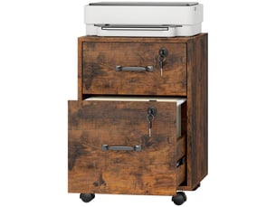 Caisson de bureau mobile 2 tiroirs sur roulettes marron 40 x 40 x 54,1 cm