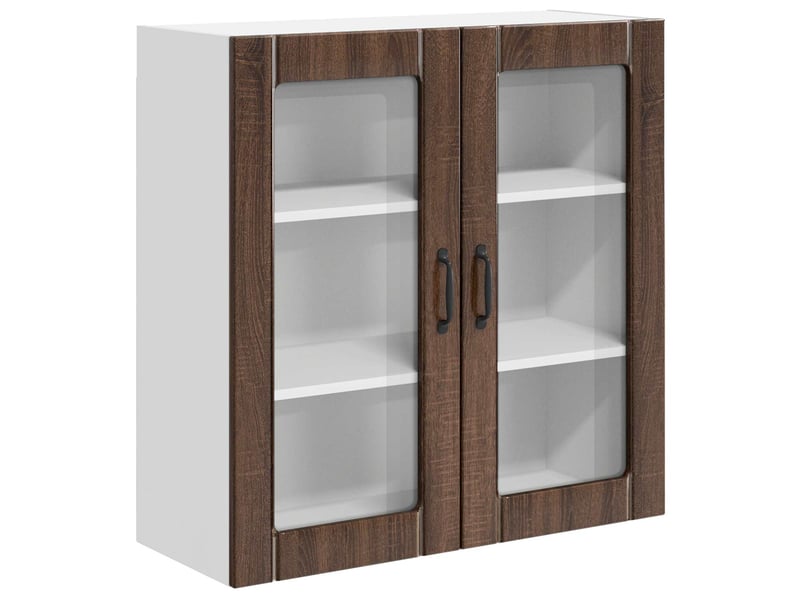  Meuble mural de cuisine, cabinet en verre mural chêne brun 80x31x80cm shl791  - Conforama A