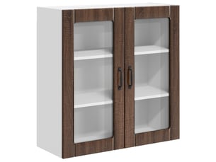 Meuble mural de cuisine, cabinet en verre mural chêne brun 80x31x80cm shl791