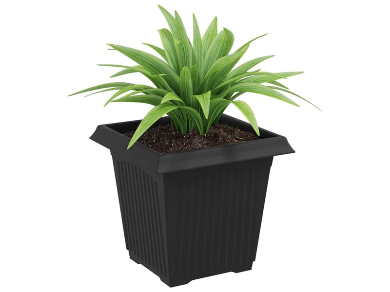  Jardinière - pot de fleurs carré 24 pcs noir 16 x 16 x 14 cm plastique  - Conforama C