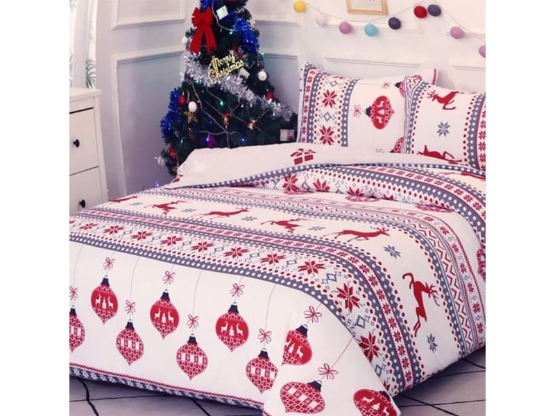  Sets de housse de couette motif patchwork de noël 220x240 cm avec 2 x taies d'oreiller 50x75 cm, parure de lit microfibre  - Conforama C