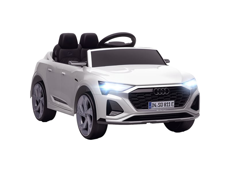  Audi q8 etron sportback 12v voiture électrique pour enfants avec télécommande, démarrage progressif, phares, klaxon et musique, blanche  - Conforama A