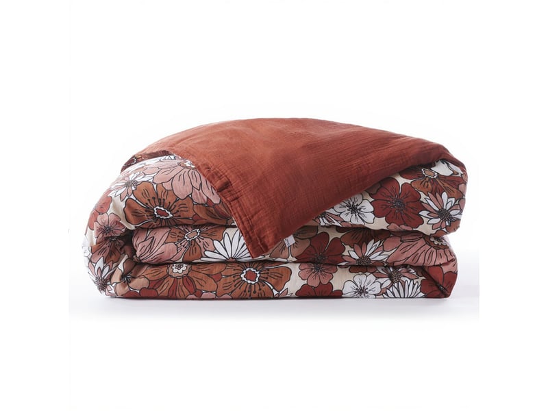 Housse de couette reversible 140x200 cm gaze de coton florence terracotta PD25025