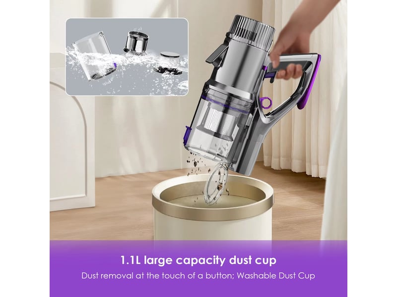 Aspirateur balai sans fil avec écran led intelligent, filtration hepa, pour poils d’animaux, tapis, sols durs et voiture - Conforama E