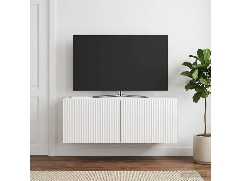  Meuble tv - banc tv - meuble de rangement mural 78,5 x 31 x 30 cm blanc brillant  - Conforama B
