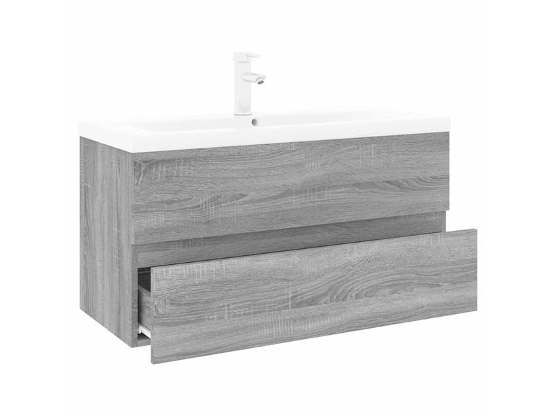  Meuble de lavabo avec bassin intégré sonoma gris bois d'ingénierie shl6499  - Conforama C