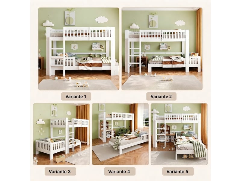  Lit jeune, 90x200 cm, en bois massif, blanc cao-LDB00655AAK-conf-NEW - Conforama W
