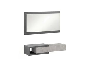 Armoire de couloir derek avec miroir gris grafito - gris cemento 95 x 19 x 26 cm