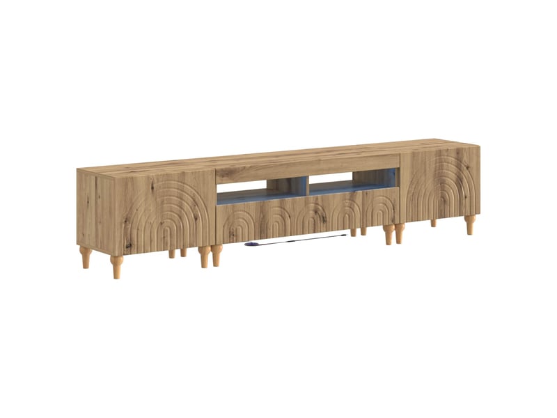 Ensemble de 3 meubles tv led chêne artisanal bois d'ingénierie shl5907 - Conforama A