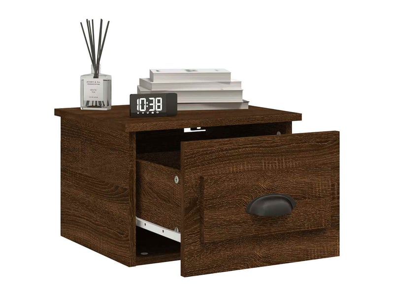  Lot de 2 tables de chevet - cabinet de chevet - table de nuit murales chêne marron 41,5x36x28 cm  - Conforama C