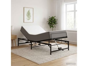 Lit adulte, lit simple, cadre de lit électrique réglable noir 90x200cm acier cf7722