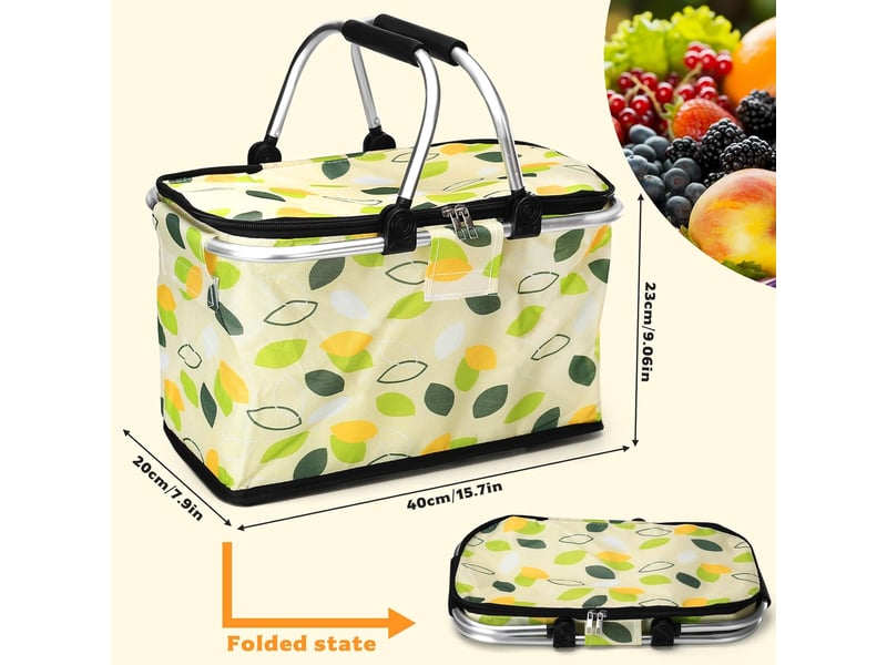  Sac isotherme pique nique, 20l grand panier pique nique pliable, sac isotherme pliable avec poignée, paniers pique-nique (38 x 20 x 23 cm)  - Conforama B