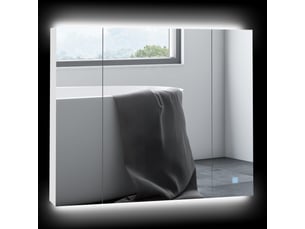 Meuble de salle de bain avec miroir, éclairage led, étagères réglables et port usb, style moderne, 90 x 15 x 75 cm, blanc