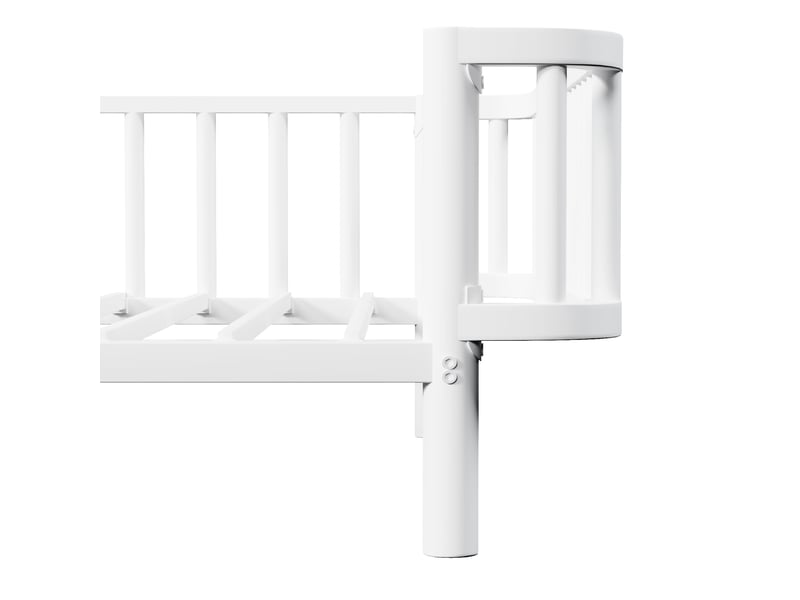  Lit banquette 140 × 200 cm, métal, sommier à lattes en acier, structure renforcée, style scandinave, blanc, 209 cm  - Conforama E