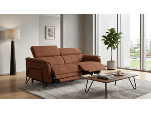 Canapé 3 places roden, 2x relax, tissu velours marron