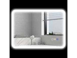 Miroir salle de bain led bluetooth 50 x 70 cm interrupteur tactile lumière réglable 3 couleurs anti-buée mémoire argent
