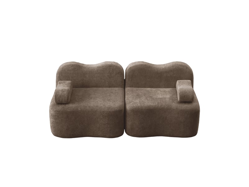  Canapé 2 places - 192x98x70 cm - canapé droit modulable velours, mousse 32d, sans structure rigide et coussins amovibles - marron  - Conforama A