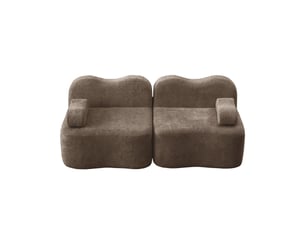 Canapé 2 places - 192x98x70 cm - canapé droit modulable velours, mousse 32d, sans structure rigide et coussins amovibles - marron
