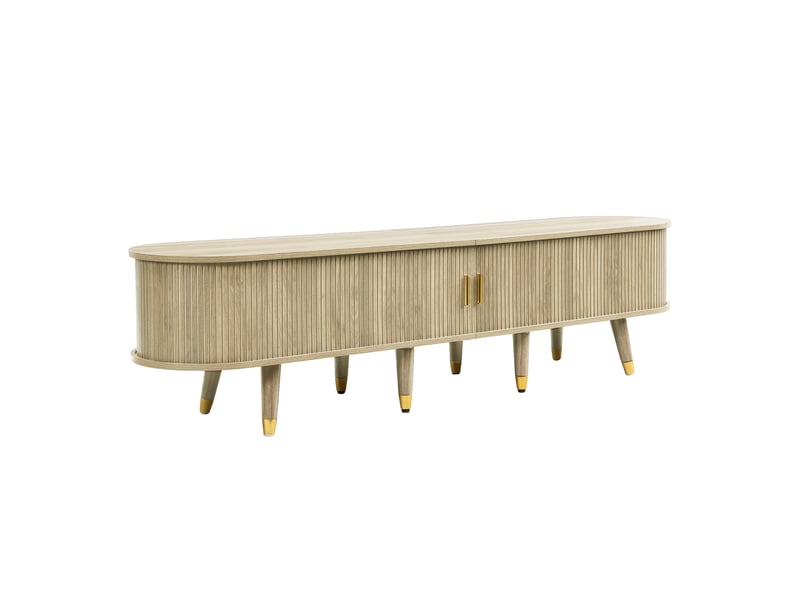  Meuble tv avec portes coulissantes, meuble bas moderne au design unique et polyvalent  - Conforama E