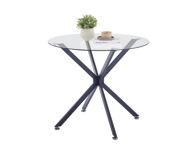 Table à manger ronde 80x80x78 cm – noir – verre trempé, pieds en métal stables pour 1 à 4 personnes - Conforama A