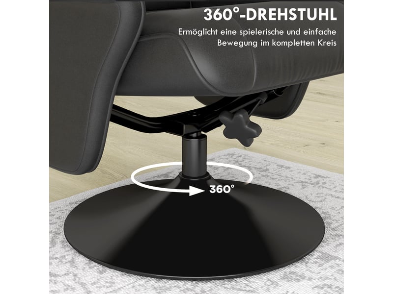  Ensemble 2 pièces : fauteuil relax tv pivotant 360° + pouf, microfibre, inclinable 135°  - Conforama R