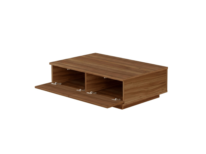  Table basse rectangulaire 2 abattants décor noyer l90 cm - nora  - Conforama C