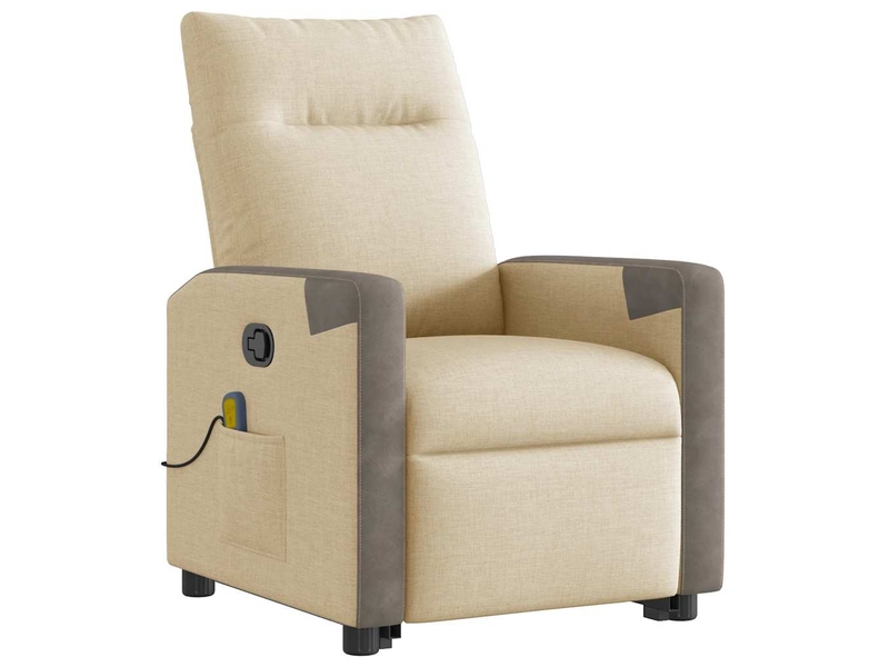 Fauteuil inclinable de massage, fauteuil relax crème tissu shl86537  - Conforama D