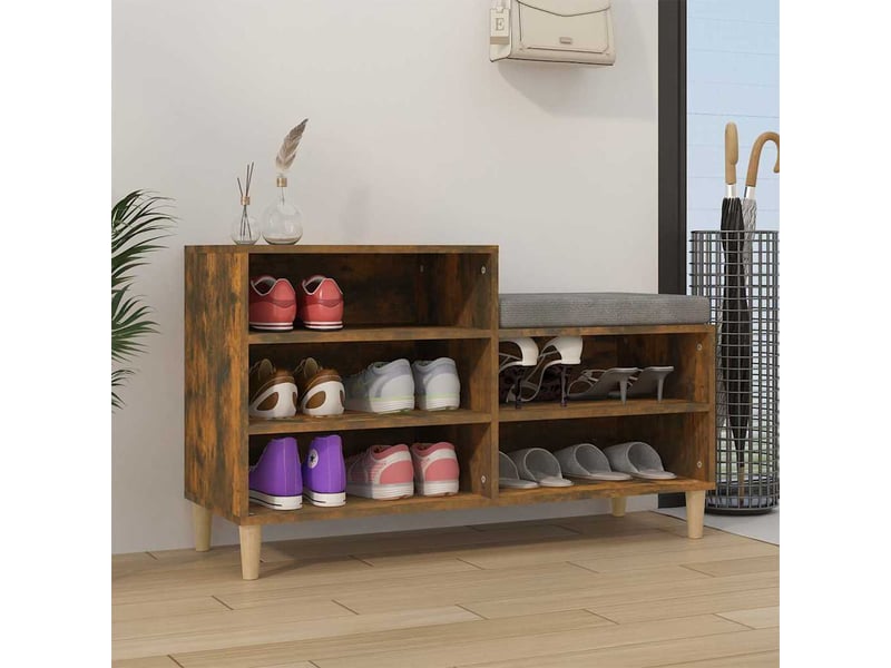  Meuble à chaussure | armoire à chaussures chêne fumé 102x36x60 cm bois d'ingénierie shl686  - Conforama B