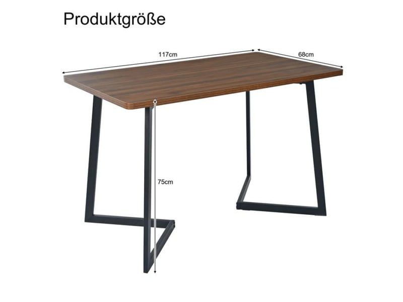 Lot de 4 chaises de salle à manger -  - 5 pièces - velours marron - mdf noyer - pieds métal noir  - Conforama D