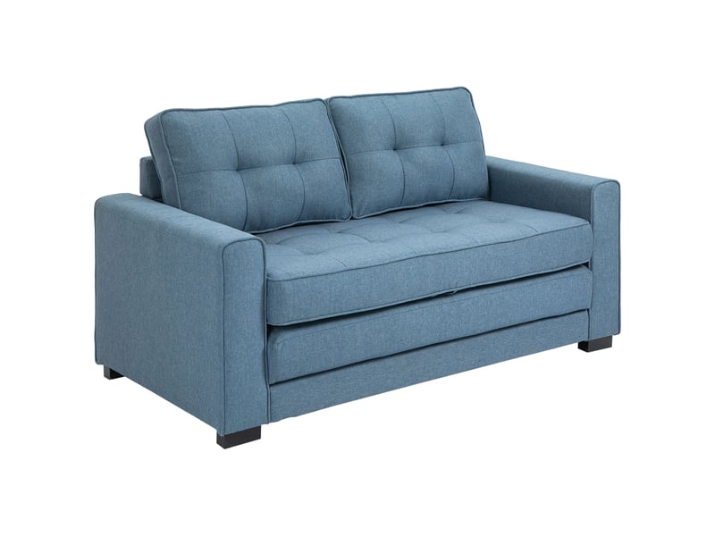 Canapé droit convertible 2 places - dossier capitonné - bleu - 147,5 x 75 x 85 cm - Conforama B