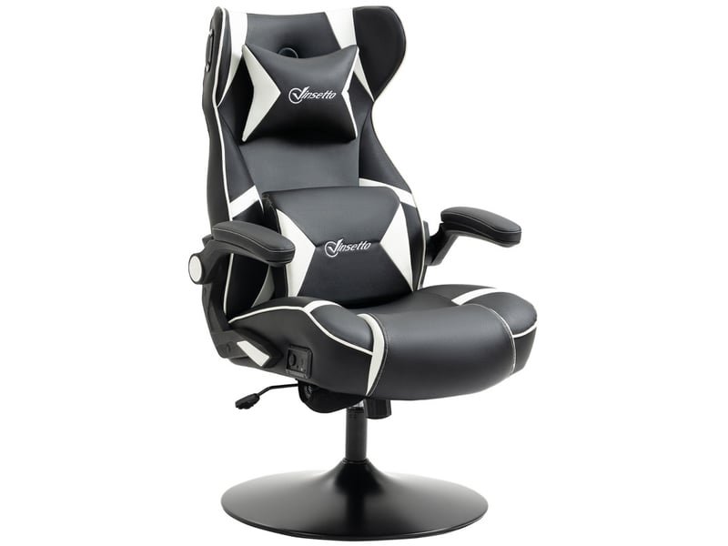  Chaise de gaming estvium fauteuil gamer haut parleurs intégrés noir blanc  - Conforama A