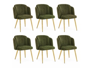 Lot de 6 chaises de salle à manger 58,5x62x78 cm en polyester et fer avec patins réglables vert chicfurn