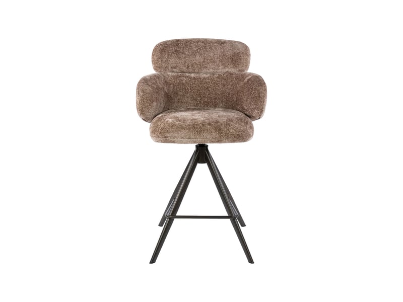  Lot de 2 chaises de bar pivotantes tissu texturé champagne et bronze  - Conforama D