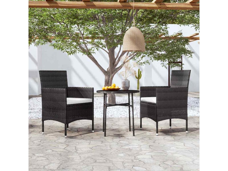  Ensemble à manger de jardin 3 pcs, salon de jardin, mobilier de salle à manger résine tressée noir shl3348  - Conforama B