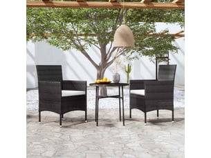 Ensemble à manger de jardin 3 pcs, salon de jardin, mobilier de salle à manger résine tressée noir shl3348