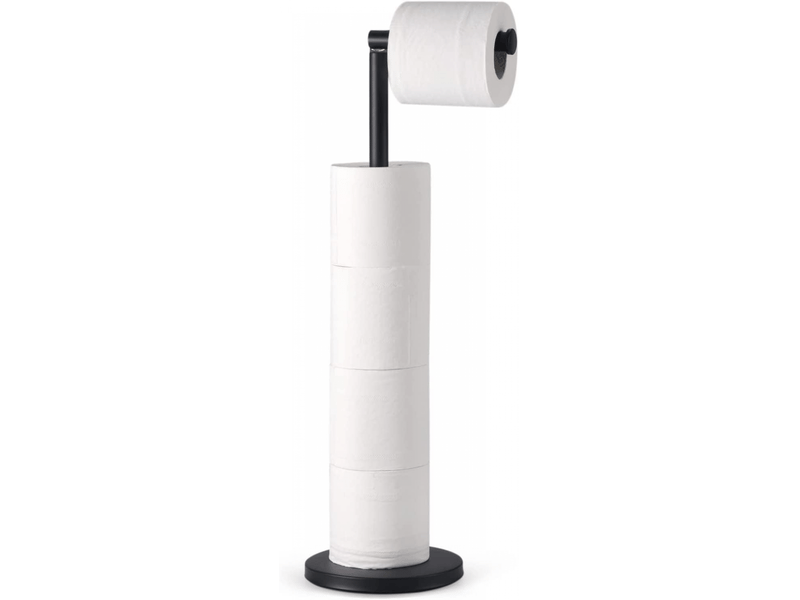  Porte-papier toilette sur pied, distributeur en acier inoxydable avec base robuste, résistant à la rouille (noir)  - Conforama A