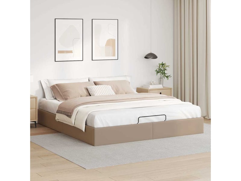 Lit adulte ; lit double ; cadre de lit avec sommier à lattes ottoman cappuccino 200x200 cm  - Conforama B