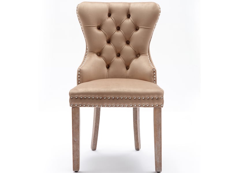  Chaise salle manger réglable velours bois massif anneau lot 2 light coffee cloutée homvra  - Conforama A