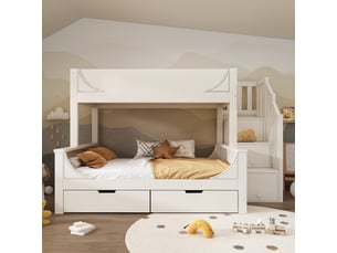 Lit superposé 90x200 cm <strong>OXEZA</strong>  <strong></strong> coloris blanc