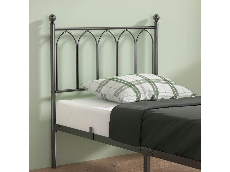 Lit double 140x200 cm - lit en métal noir avec sommier et cadre robuste - sans matelas  - Conforama D