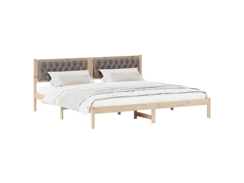 Lit double- lit adulte - cadre de lit avec tête de lit taupe 200 x 200 cm pin massif - Conforama B