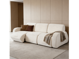 Canapé modulable convertible 3 places 247x115x76 cm compressé, mousse douce, velours côtelé couleur beige