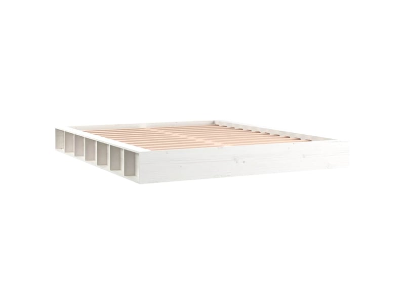  Lit double- lit adulte -  cadre de lit sans matelas blanc 140x200 cm bois massif  - Conforama B