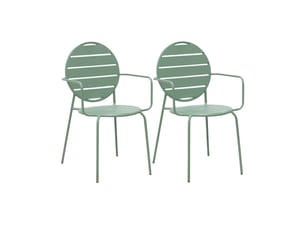 Lot de 2 fauteuils de jardin dossier rond en métal vert - baca